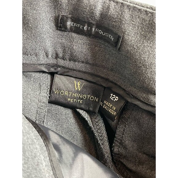 NWT Worthington Petite 12 Gray Perfect Trouser Flat Front/Pockets/Pants - Picture 5 of 6